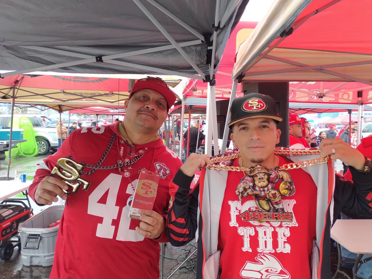 CODESOFWAR's tweet photo. BANG! BANG! NINER GANG! Celebrating with my 49er Family Rubin and Tony Wild Card 49ers vs Seahawks. https://t.co/wVaQiDa1hl