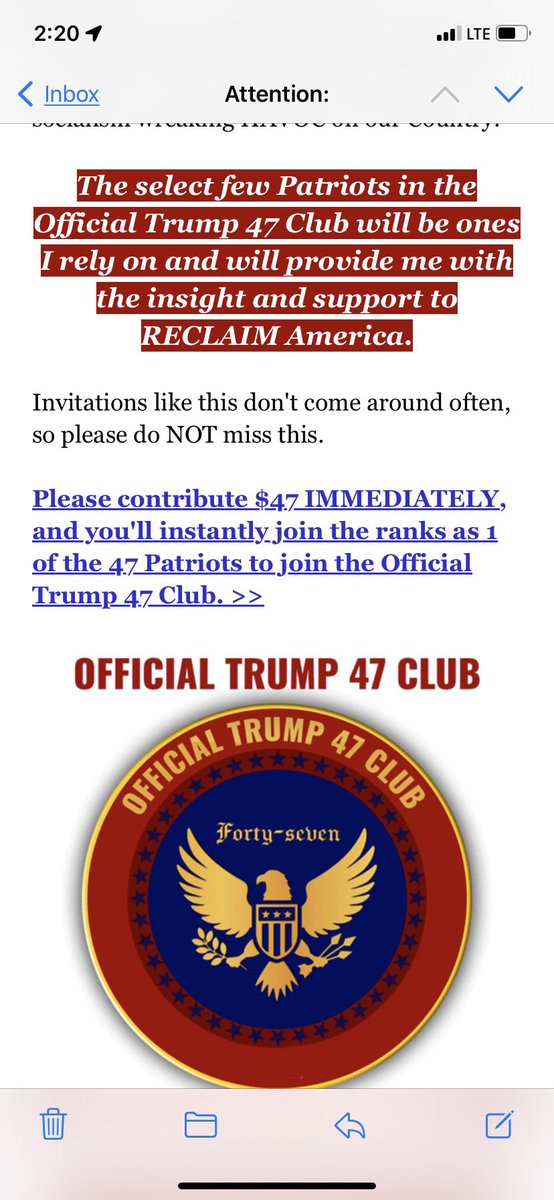 ImBarrowedTime's tweet photo. Iโm NOT permitted to share the email. ๐ณ๐ค๐
#GriftersGonnaGrift
#47clubmeetingtobeheldinprision
#doyourthingtwitter https://t.co/b4rzq7mogm