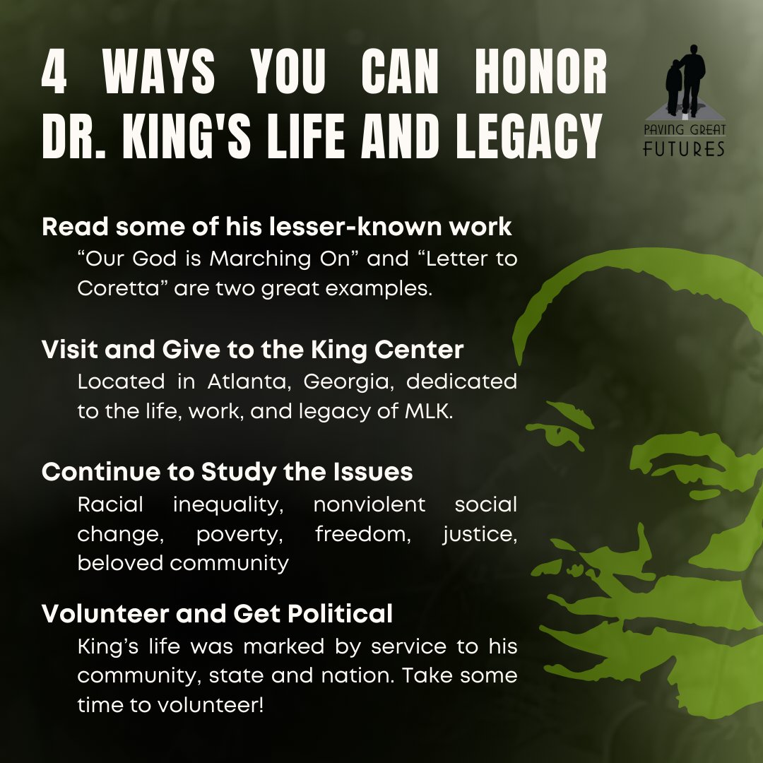 Celebrating the birth of a warrior and a dreamer. Dr. Martin Luther King fought for the acknowledgment of the disadvantaged, the unequal and the unalienable right to realize one's dreams.

Together, like Dr. King, we must remain strident and live beyond what's expected.
