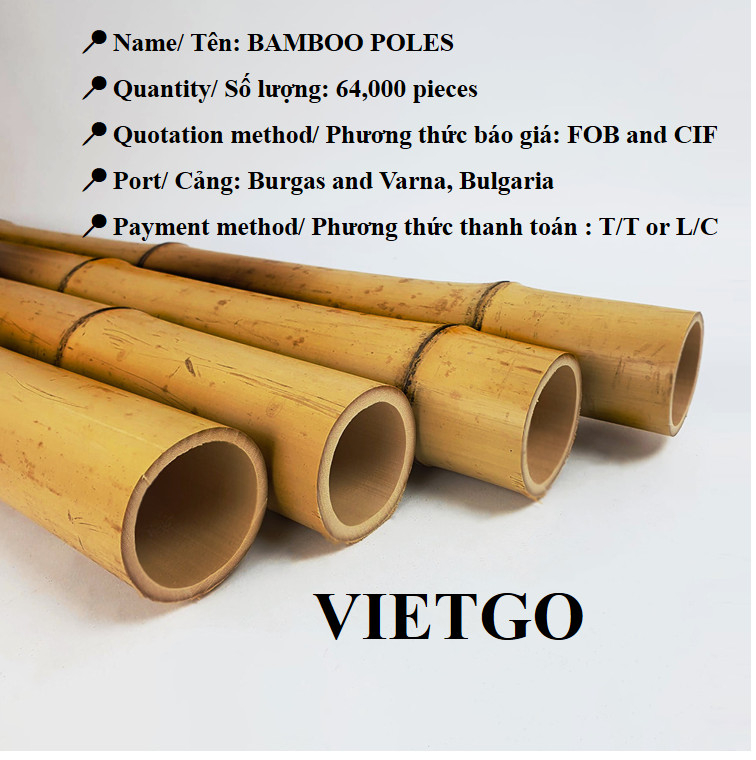 VietgoV's tweet photo. 📣📣Opportunity to export BAMBOO POLES to the market of the REPUBLIC OF BULGARIA

👉👉Get detail information on this link below: https://t.co/0Acw90peos

#Import, #Export,#Vietgo, #broker, #Trading , #buyinginquiry
#bambopole https://t.co/4yE0Sz5HOI