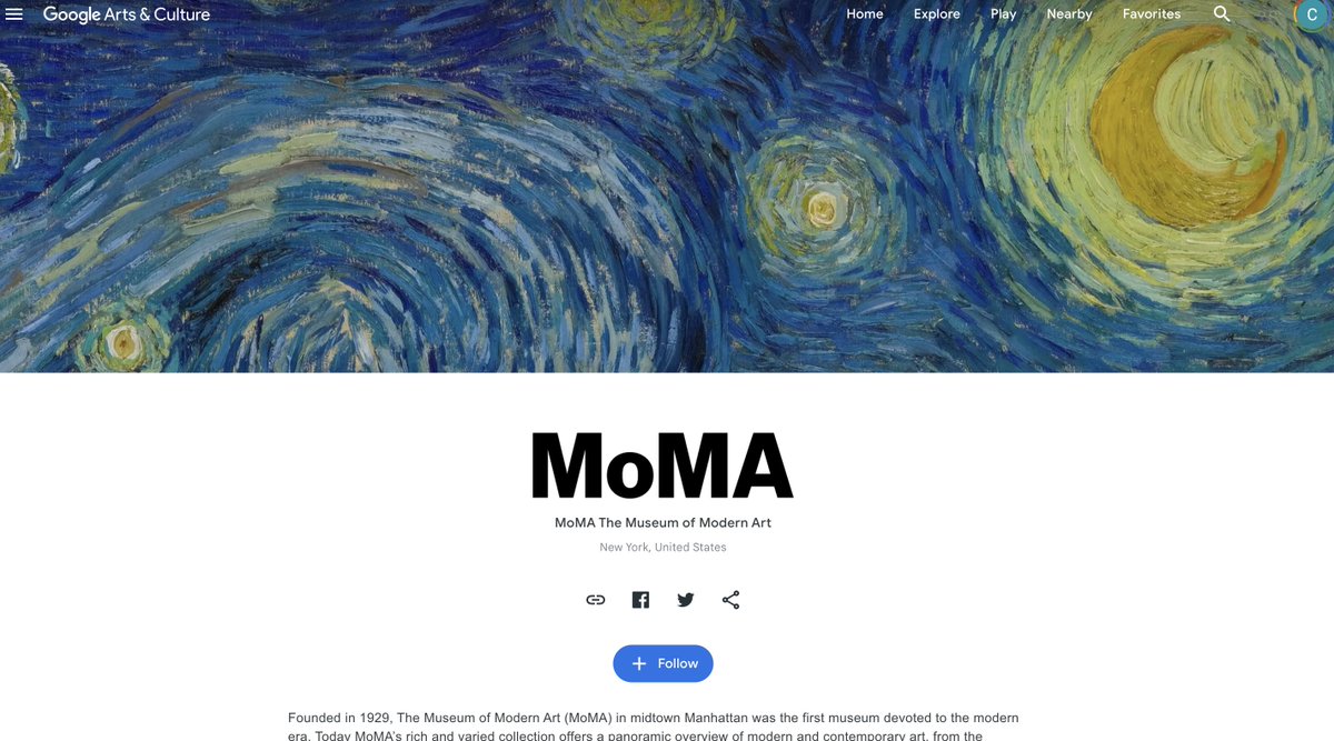 Teaching ekphrastic #poetry this week in the burbs. My students are visiting the @MuseumModernArt virtually thanks to @googlearts virtual museums. Some really cool tools here. Love the 360 art experience! #educhat #aplitchat #edtech #litchat