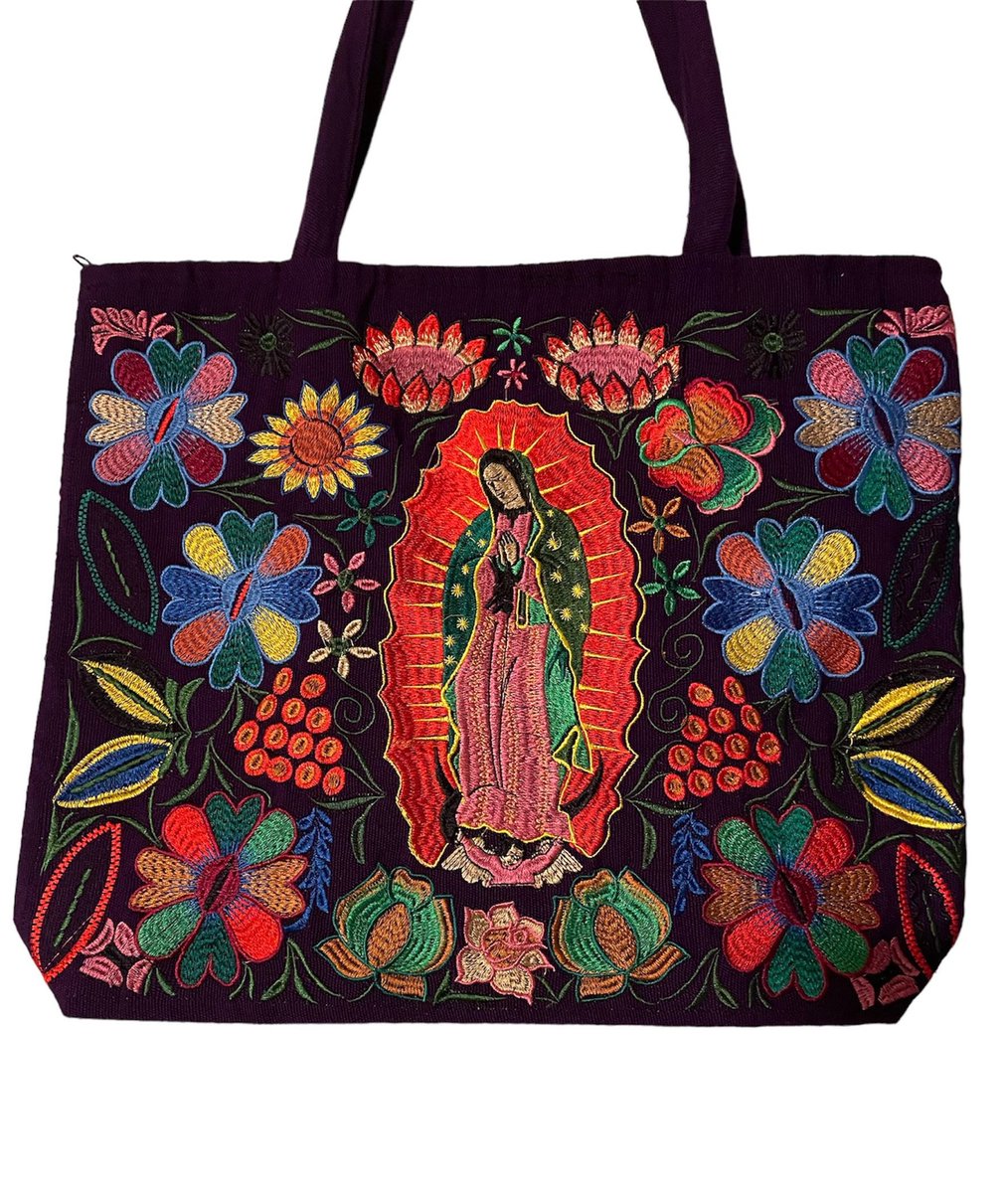 Excited to share this item from my #etsy shop: Embroidered Tote, Mexican Embroidered Tote Bag, #OurladyofGuadalupe Tote, Cotton Tote, Embroidered Handbag etsy.me/3XhIc4L