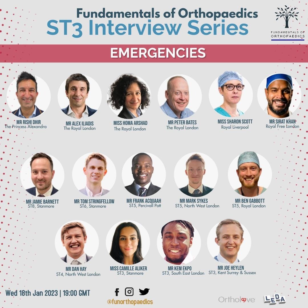 It’s an EMERGENCY 😬 Join us this Wednesday for our ST3 Interview session on emergencies! 😃 tinyurl.com/funst32023 #orthotwitter #MedTwitter #orthopaedics 
@siratkhan @petebates @ArshadHoma @talk_dr @JamieRBarnett @drfrank0by @BartsBoneJoint