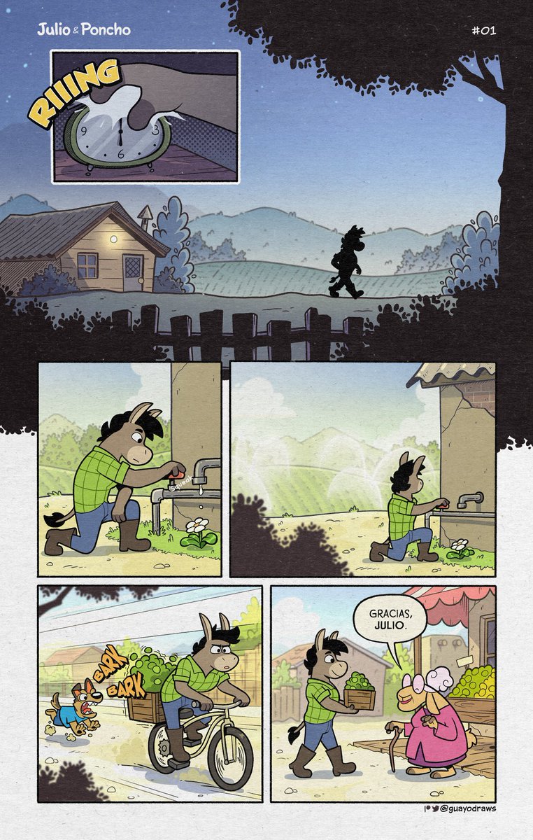 GuayoDraws's tweet image. Here we go! A brand new comic! ✨
It's been quite a while since I've been wanting to make a new series or spin-off and now I can finally share it with you folks!
Get to know the story of Julio and Poncho, which I'll be uploading every Monday 😀