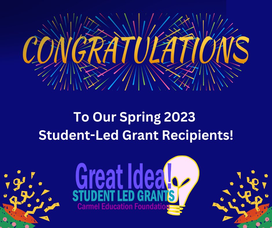 CEF is pleased to announce the award of nine student-led grants.  A list of grant recipients, their Great Idea, and their school can be found here:  ow.ly/ESsp50Ms4ze