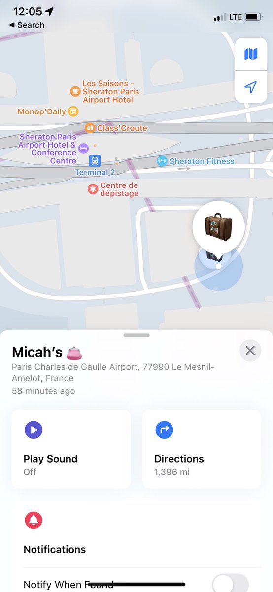 iTweetNYC's tweet photo. I have Apple #AirTags on my luggage and  @airfrance &amp; @TurkishAirlines still can’t find my luggage! It’s been 4 days and I’m looking at my luggage sitting in Terminal 2, Paris airport and the airlines can’t help. What can I do!? https://t.co/O14sskWC0a