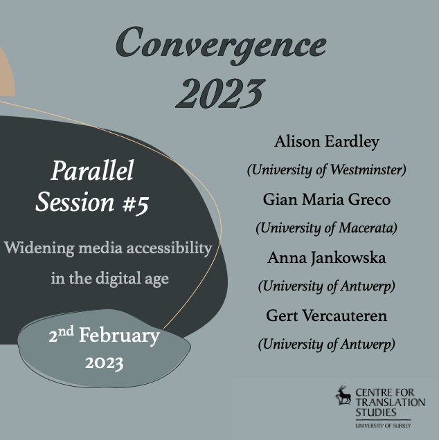 #Convergence23 is coming 🦾! Parallel session #5 discusses #media #accessibility in the #digital world &amp; is chaired by <a href="/vr_interpreting/">Sabine Braun</a>  &amp; @StarratSurrey (<a href="/UniOfSurrey/">University of Surrey</a>). 

You can learn more about the session here: surrey.ac.uk/centre-transla…