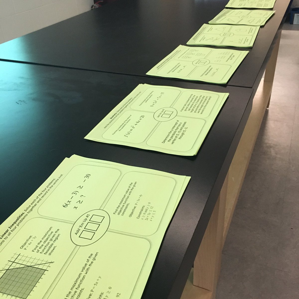 TheErickLee's tweet photo. Worked with Math 11 students at @islandviewhigh to do an “Add ’Em Up” cumulative review. Students worked in pairs and selected the unit they wanted to review. #selfcheckmath #HRCEmath #ITeachMath https://t.co/UydsUvFQfP