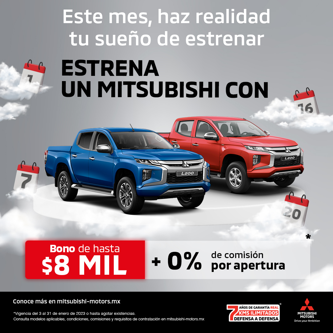 MitsubishiMex's tweet photo. En enero cumple tu sueño de estrenar con tu #Mitsubishi Solicita información https://t.co/5YxoOu9Fxf https://t.co/qGWO2QiDXp