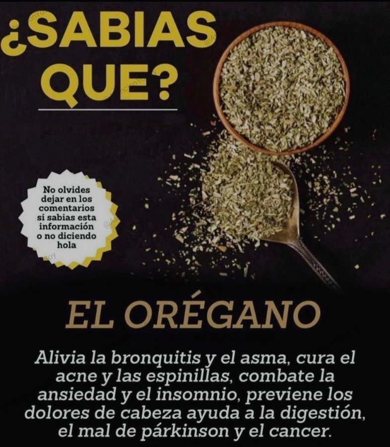 BienestarYM's tweet photo. ✨💫🌿☀️Tip Salud☀️🌿💫✨

Beneficios del Orégano

🌟Gracias por darle al Corazón❤️, por el Retweet🔄 y por regalarme un Hola en comentarios🙏🌟 https://t.co/dxokIKf31f