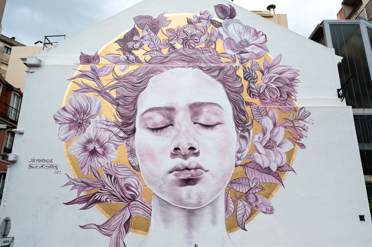 J_DEMONTAIGNE's tweet photo. The Language of Flowers murals has been voted as one of the top 100 murals painted in the world in 2022
situated in @CamaraLisboa 
Vote if you have a sec and you love street art https://t.co/fNdzzU9hwX 
1st #woman  to be voted in Portugal so someone please pinch me! https://t.co/7t7hjvf2JV
