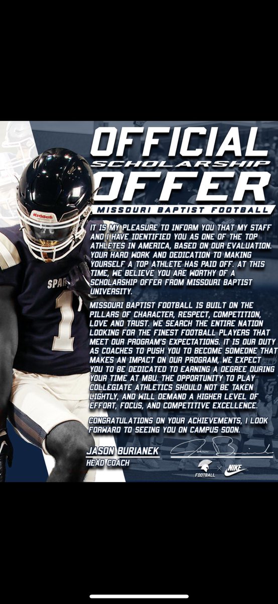 AdrionAtkinson1's tweet photo. Blessed to receive an offer from Missouri Baptist University🔵⚪️
@CoachKRocheford @Ken_Turner_ https://t.co/IdgG0gDdR9