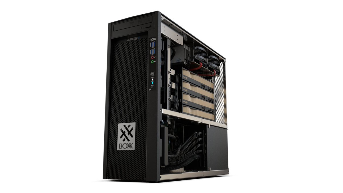 BoxxTech's tweet photo. This is how you post! #Avid-qualified, liquid-cooled APEXX T4 features a 64-core #AMDRyzen Threadripper PRO 5000 WX Series CPU and up to 4 #NVIDIA A6000 GPUs.  #3dsmax #maya #cinema4d #davinciresolve #blender  #depthkitstudio #premierepro #vegaspostsuite https://t.co/WFaleO8uZO https://t.co/BJMwPwU0YG