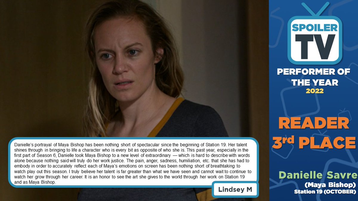 Congrats to <a href="/albabaptista_/">Alba Baptista</a> &amp; <a href="/TonteriYoung/">Kristina Tonteri-Young</a> for jointly winning <a href="/SpoilerTV/">Rеnzо</a>'s 2022 Readers' Choice #POTY. Congrats to <a href="/schookofficial/">Sarah Catherine Hook</a> for coming in 2nd &amp; to <a href="/D_SAVRE/">Danielle Savre</a> for 3rd. #WarriorNun #Avatrice <a href="/netflix/">Netflix</a>  #FirstKill #Calliette #Station19 #Marina <a href="/Station19/">Station 19</a>
spoilertv.com/2023/01/perfor…