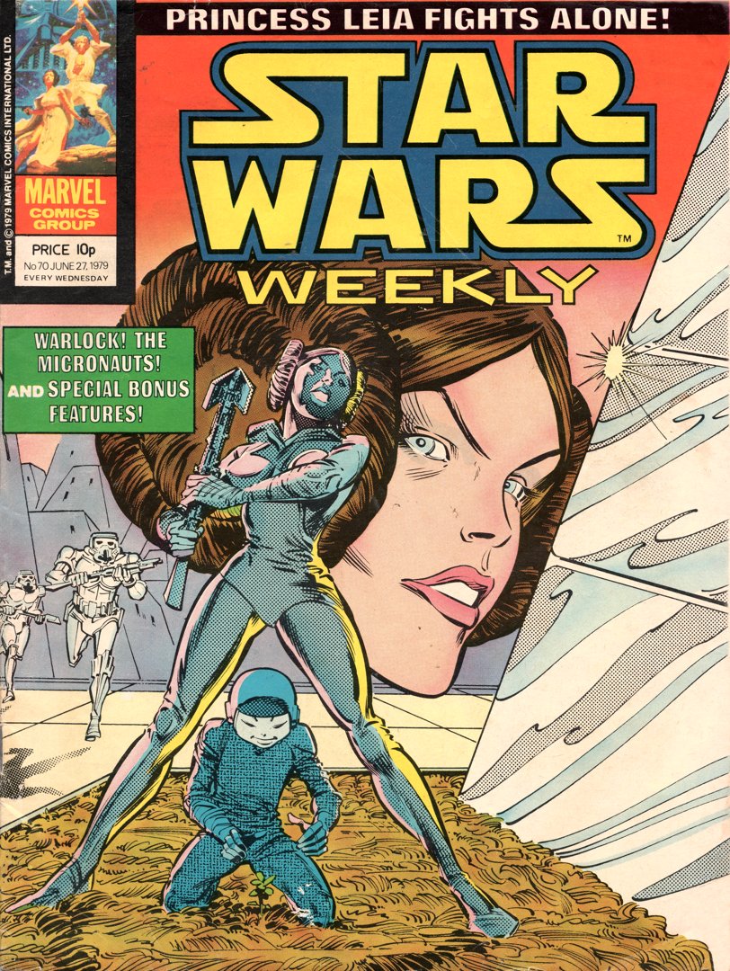superfuturetro's tweet image. Star Wars Weekly, cover by Bob Wiacek (1979), Marvel Comics Ltd. (London).

#comics #comicart #retro #1970s #coverart #starwars #princessleia #marvel #marvelcomics