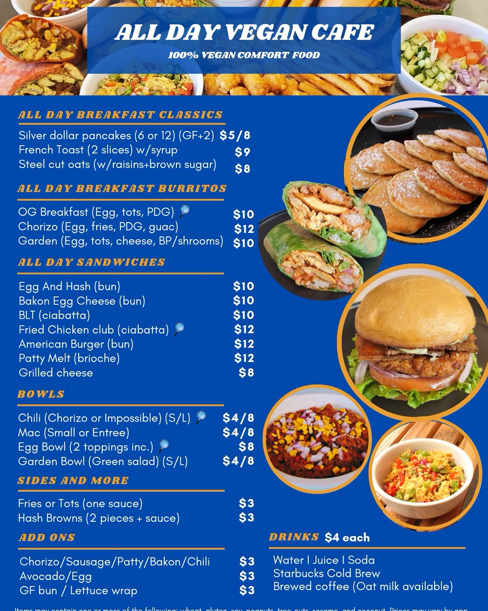 Our newest menu is available! All Day breakfast! Great value, all vegan and delicious 😋 <a href="/vegoutmagazine/">VegOut Magazine</a> alldayvegan.cafe order at ubereats.com/store/all-day-…