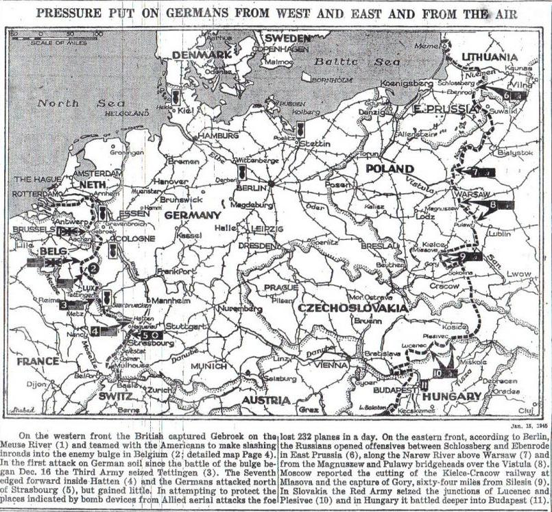 worldwar2study's tweet image. Fresh Soviet offensive &amp;amp; Allied counter-attack in Ardennes mean German forces are now being squeezed on western &amp;amp; eastern borders of Reich:  #WW2