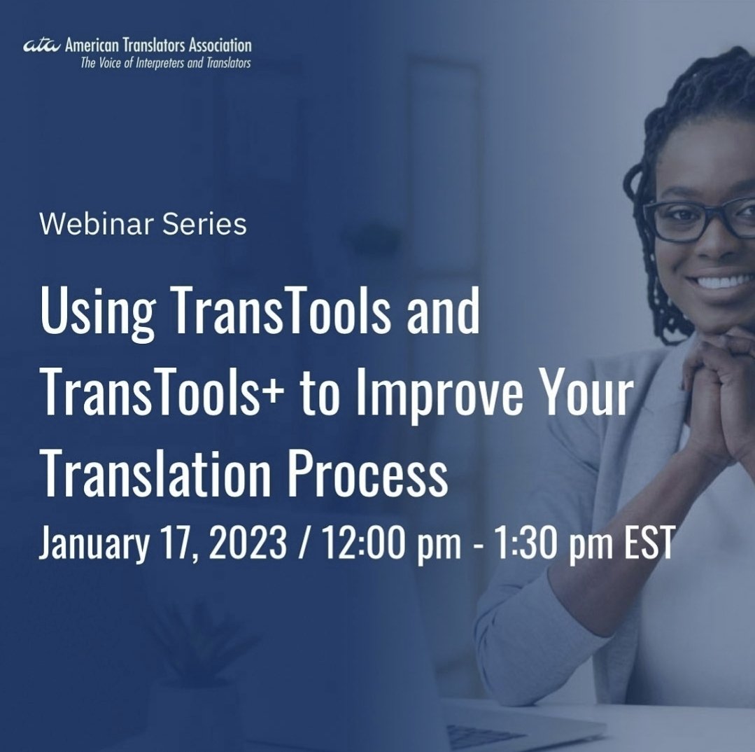 Traductoramonc1's tweet photo. I can't wait to attend the upcoming ATA webinar on Transtools. 

You can register here: 👇 https://t.co/coYlaqyZSI

#translator #webinarseries #professionaldevelopment #translationtools #cattools #transtools #translatorlife #interpreter https://t.co/0CkXdp7n5Q