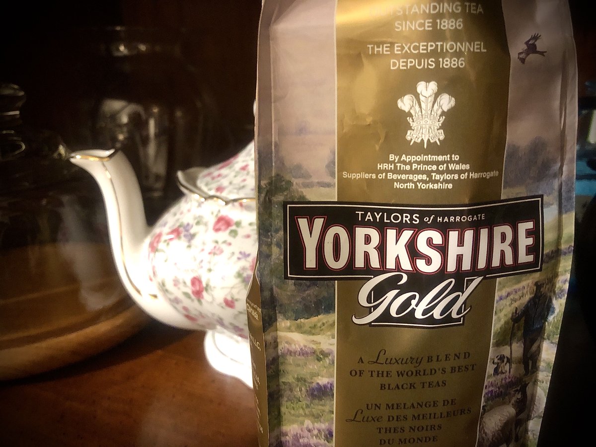 TeaDeviant's tweet photo. It’s teatime! I was so excited when this bag of Yorkshire Gold tea came in today. I’m now having a very satisfying British style cuppa. Strong enough to stand up to milk and not get lost, nuanced enough to feel slightly fancy. What are you drinking? #YorkshireTea 💛 https://t.co/EqYAjAigzd
