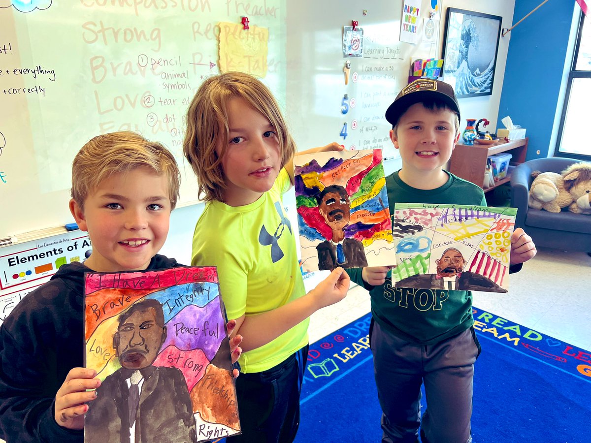 SCEMrsGregory's tweet photo. Martin Luther King, Jr portraits by 4th graders @CrysLaneMiller #SCoveEl #ssdedu @GreenwoodGirl https://t.co/4MM1H2nRj1
