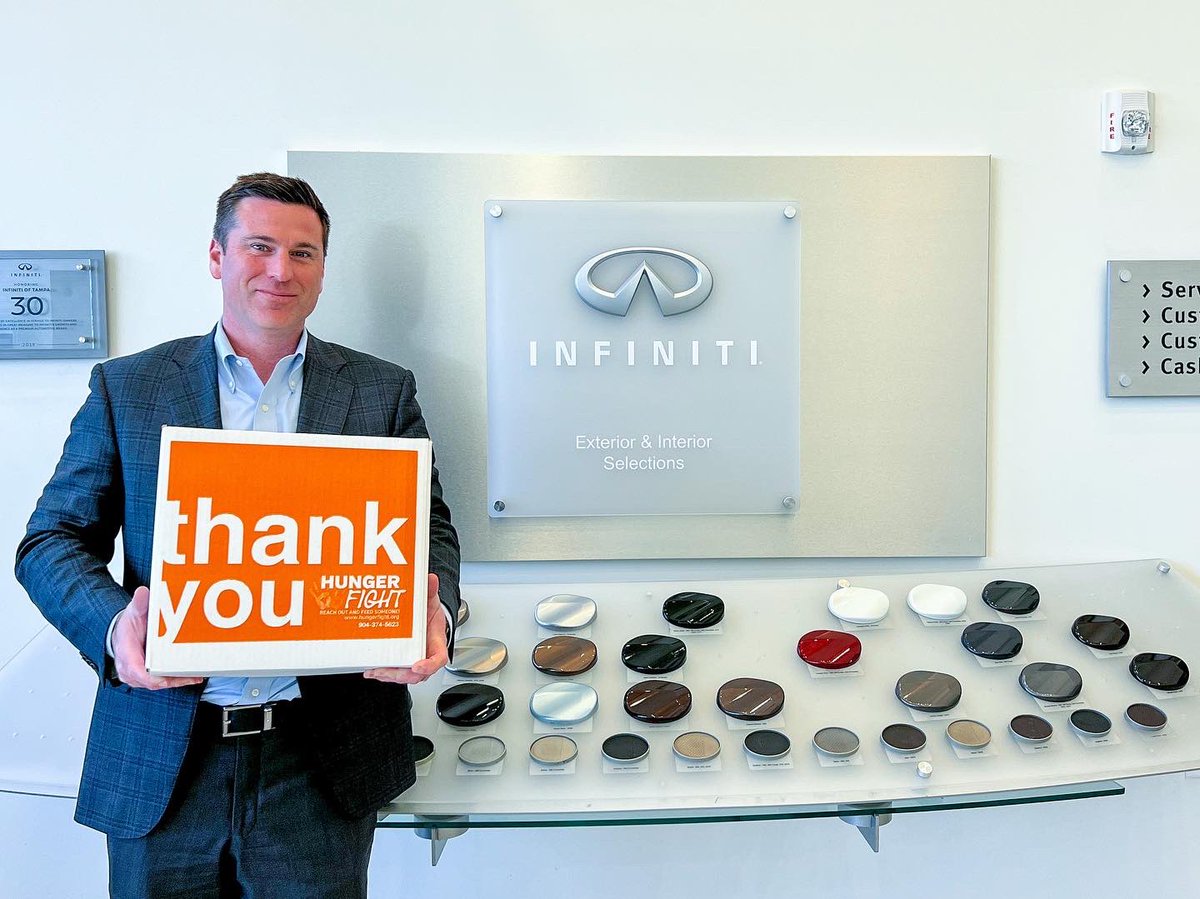 hunger_fight's tweet photo. Hunger Fight is proud to partner with INFINITI of Tampa on Asbury Automotive Group’s National Day of Giving to make a difference in our community. 

#HungerFight #AsburyAutomotive https://t.co/JW1sOB0sKa