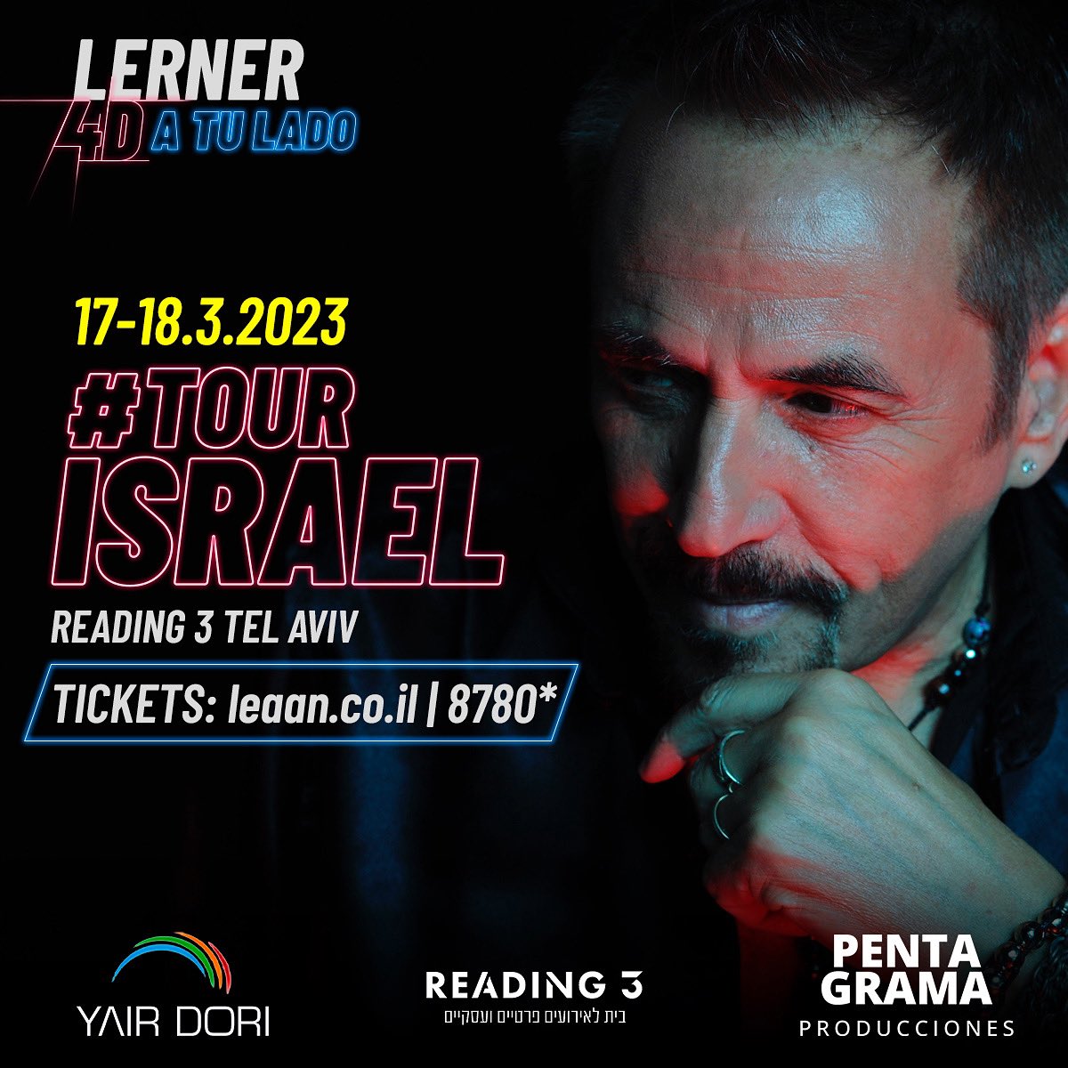 alelernerok's tweet photo. [TOUR ISRAEL 🔥 #4DATuLado ] 🌎 
🔈Muy feliz de estar con mi banda en la bella Tel Aviv! 

👇AGENDÁ ESTAS FECHAS 👇
17 / 18 MARZO 2023 

📍READING 3 TEL AVIV
📲TICKETS: https://t.co/bkjUnjG34D | 8780*

¿A quién veo por allá? 😉

#AlejandroLerner #TourIsrael  #4DATuLado #telaviv https://t.co/qf3MeQNr1Q