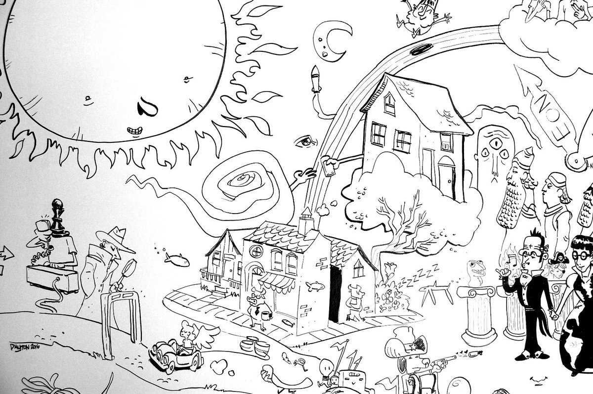 joelcableart's tweet photo. They Might Be Giants wall by @brandondayton and @damiandayton - can you name all the song references? #tmbg @tmbg https://t.co/lepWw1j90a