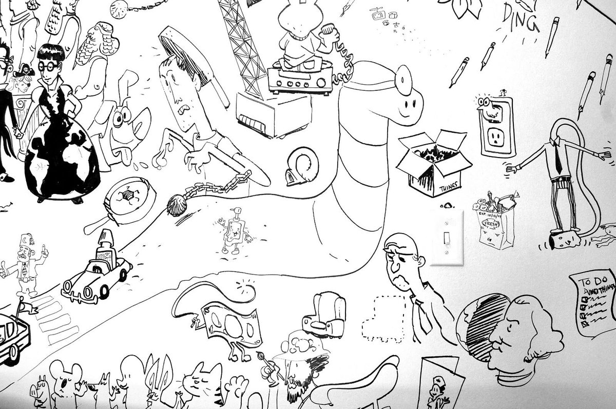 joelcableart's tweet photo. They Might Be Giants wall by @brandondayton and @damiandayton - can you name all the song references? #tmbg @tmbg https://t.co/lepWw1j90a