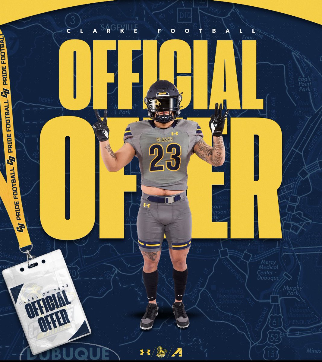 TylekeP's tweet photo. I am beyond blessed to say i have received my first offer from @CoachMRegalado to play for Clarke University! @bhernyscoutguy #AGTG https://t.co/oAbPKovLyj