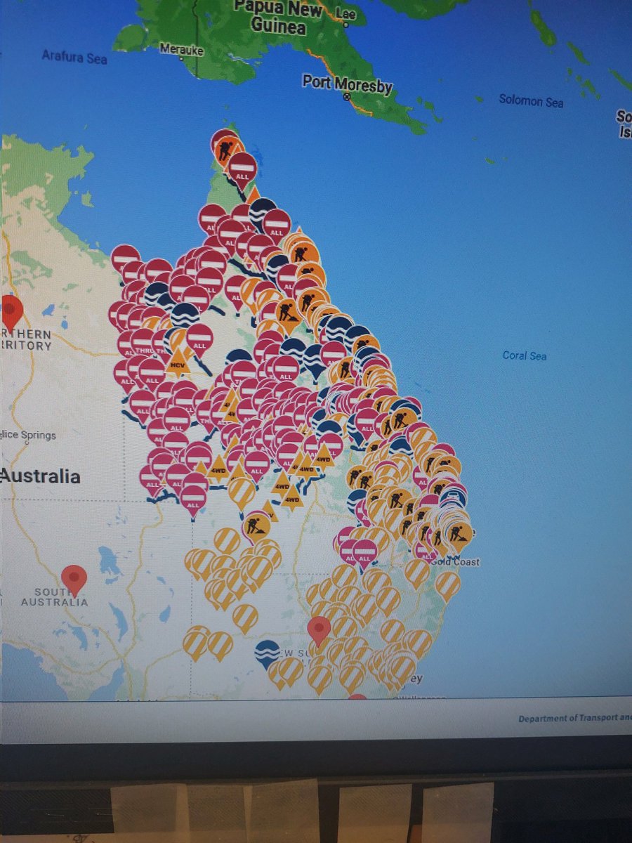 Red is road closures #qldfloods
