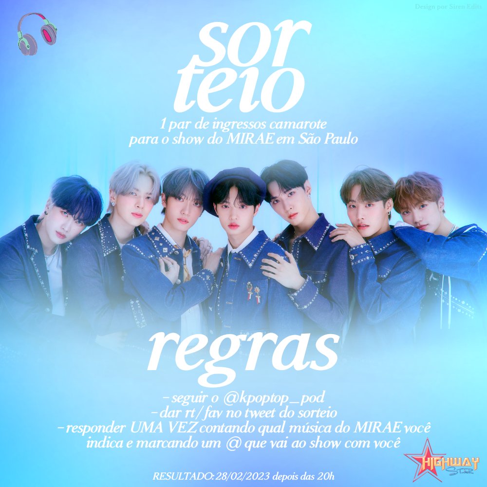 🎱 E o MIRAE, hein? Que tal ganhar um par de ingressos camarote pro show em SP?

As regras são simples:
🎧 Seguir o <a href="/kpoptop_pod/">K-Pop Top 🎧 pela vizinhança</a> 
🎧 Dar RT/fav nesse tweet
🎧 Contar 1x nos comentários qual música do MIRAE você recomenda, marcando um @ que vai contigo no show

Resultado 28/2! 🍀