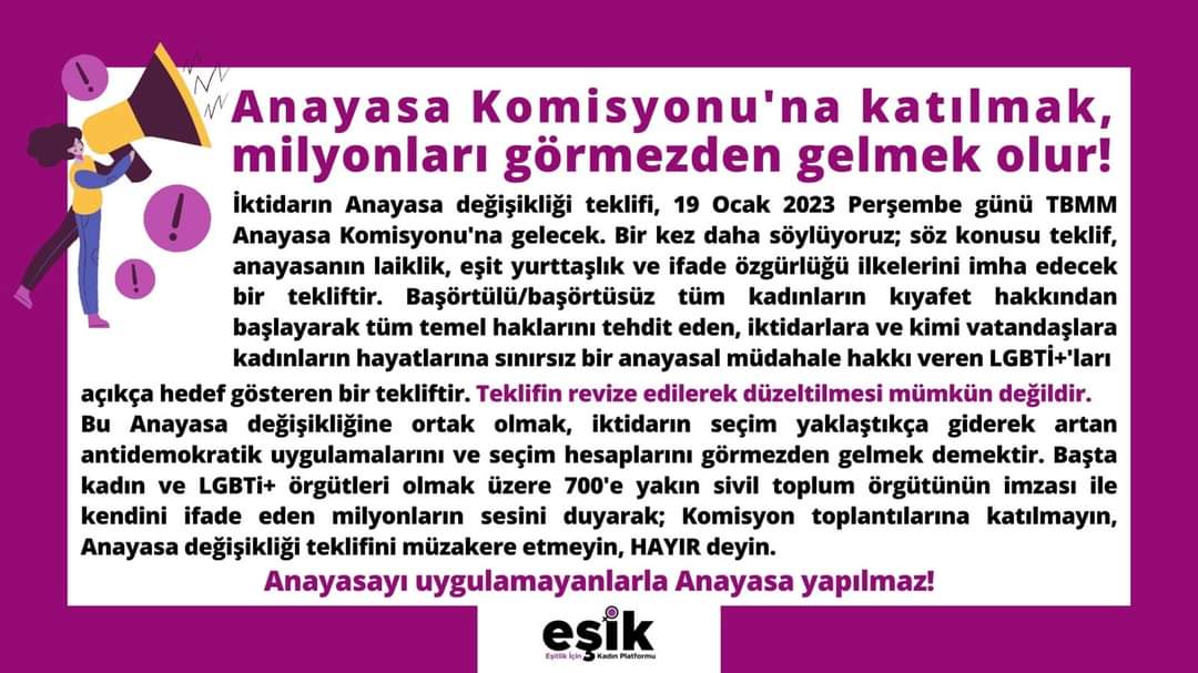 Kötülük iktidarı ancak tarihin tozlu raflarına gönderilir. AKP ile Anayasa masasına oturulmaz.19 Ocak'ta TBMM de görüşmeye gitmeyin! Muhalefete çağrımızdır, tuzağa düşmeyin! #TartışmasızHAYIR