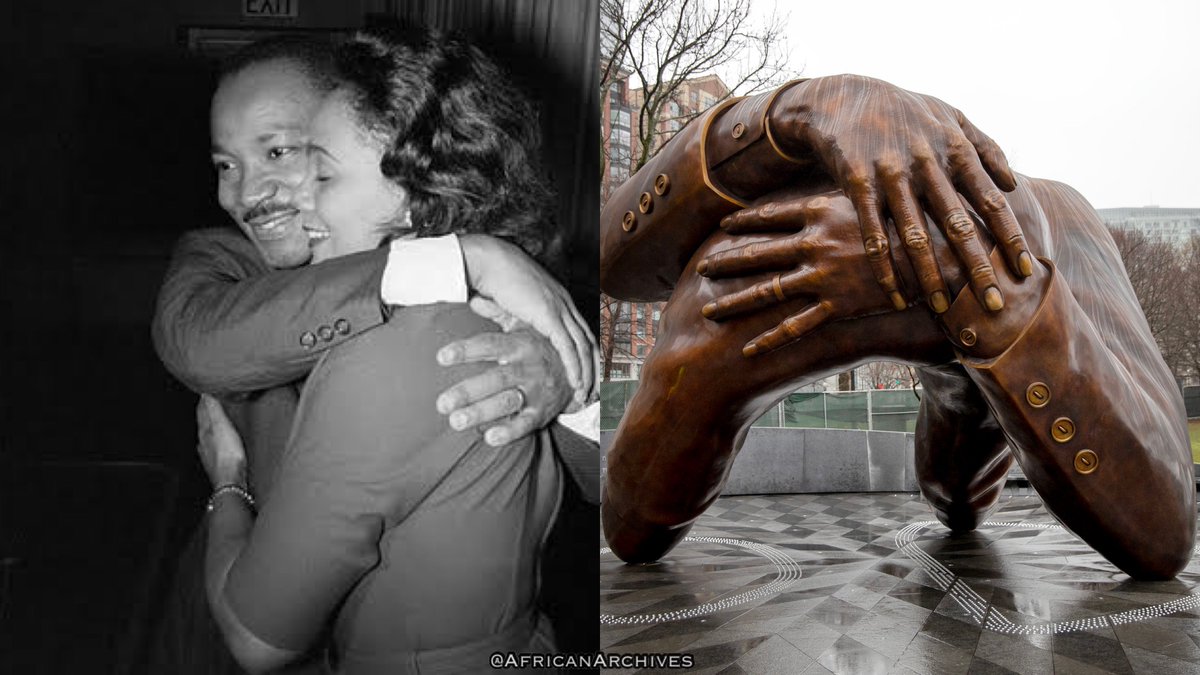AfricanArchives's tweet photo. Embrace memorial statue honoring Dr. Martin Luther King Jr. and Coretta Scott King in Boston. https://t.co/ivI6WZ2ZtM