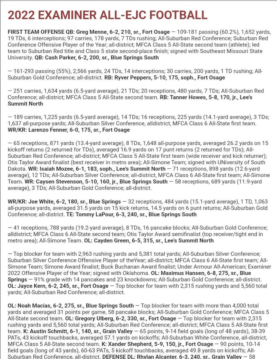 hansen_maximus's tweet photo. Honored to be recognized. Thank you @AlthausEJC and @EJC_Examiner! @JJPaul53 @bshsfootball https://t.co/TGE7Lf6rlQ