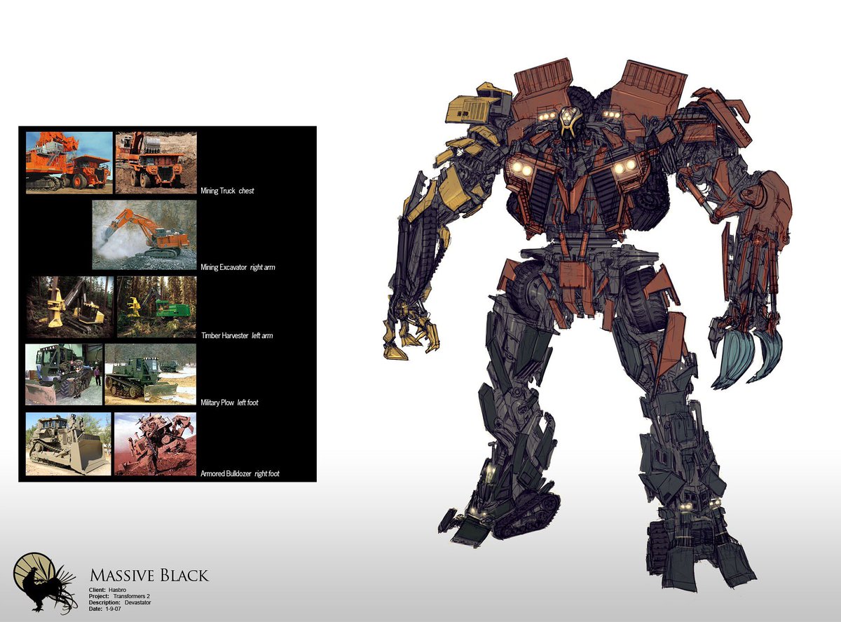 Transformers Revenge of the Fallen Devastator concept art. [📸: Massive  Black], image size:1200x887