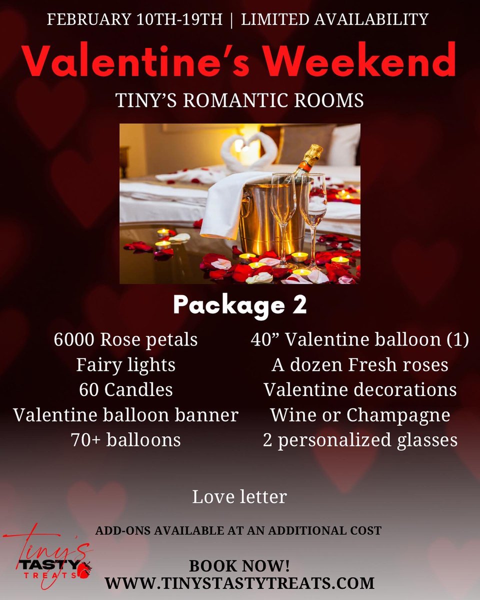 TinysTastyTreat's tweet photo. Tiny’s Romantic Rooms. Book Now for Valentines Day Weekend 😍🌹

https://t.co/elUYbJlM19 https://t.co/NrjFbl82kD
