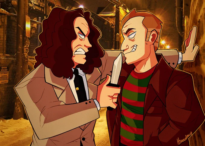 i realize that i draw these two hanging out a lot and it's bc they were my first two slasher favs - i think they'd either be best pals or bitter rivals  