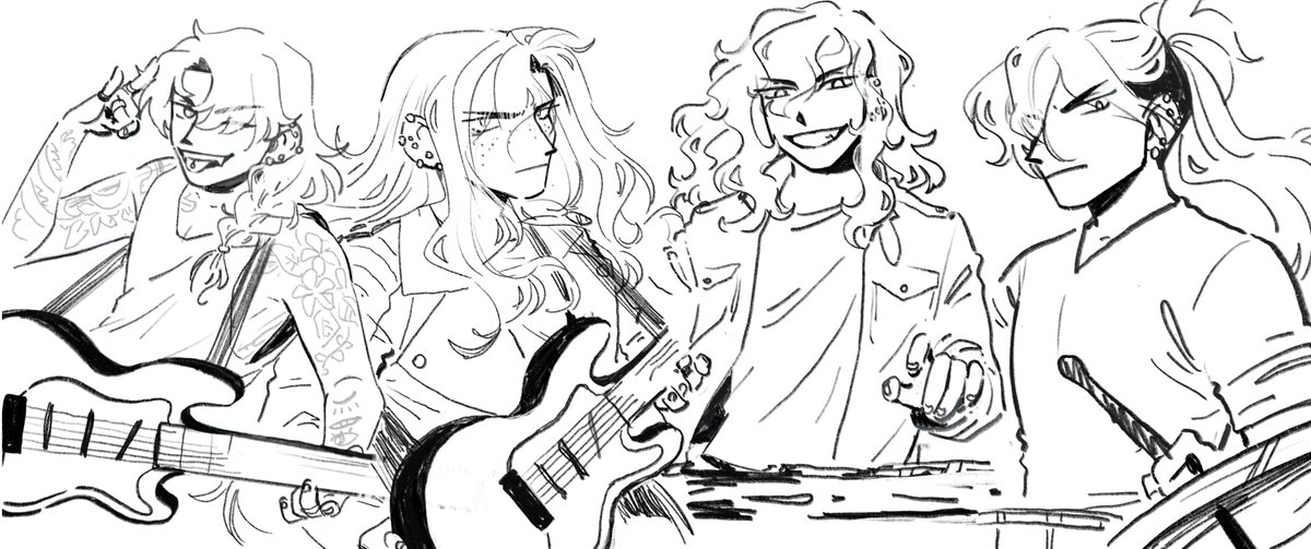 also, some respectable art from this week. my menagerie of long haired boys 