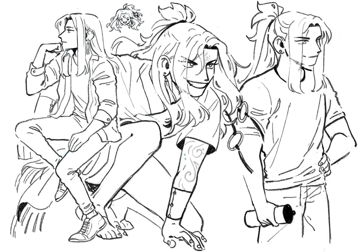 also, some respectable art from this week. my menagerie of long haired boys 