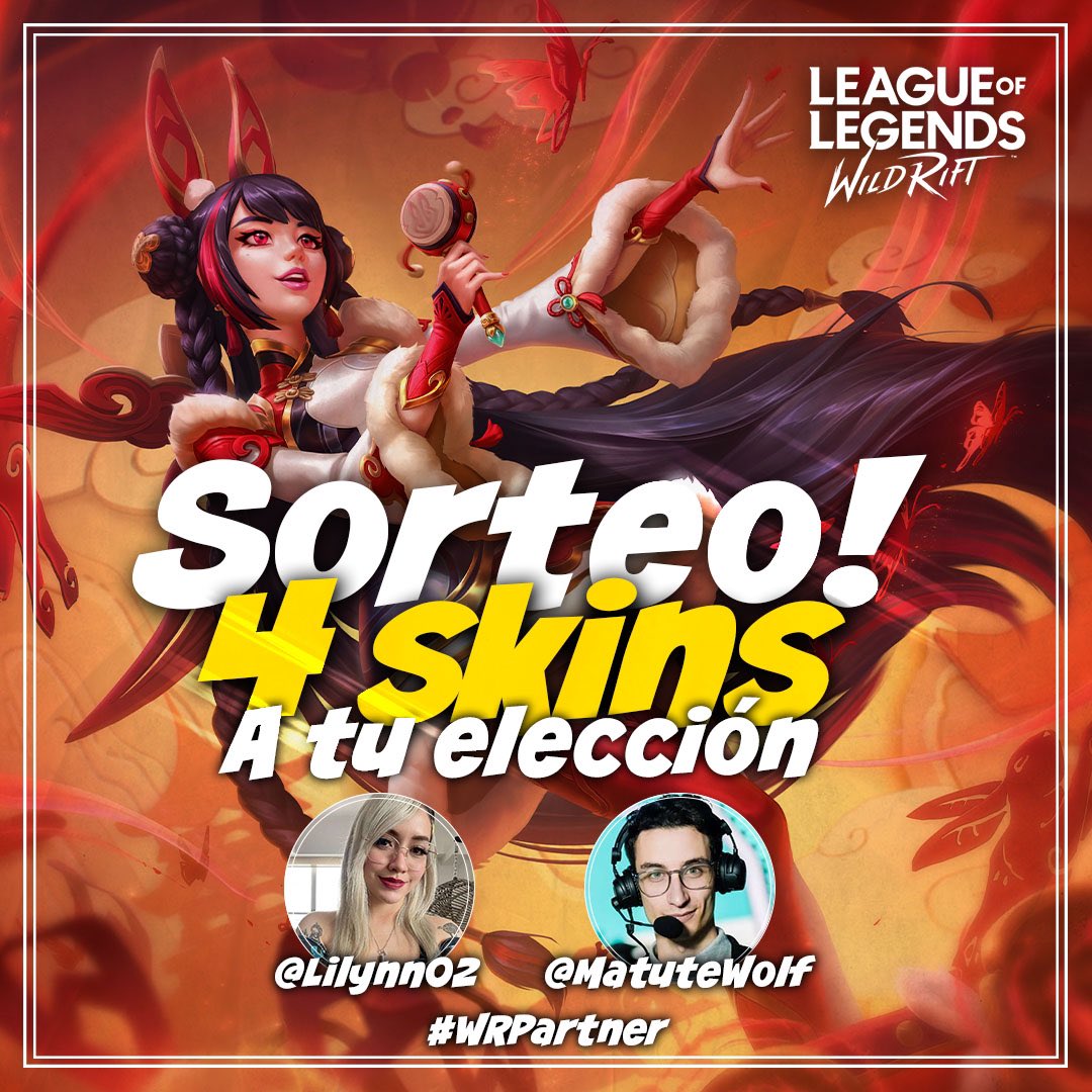 Lilynn02's tweet photo. 🎆 SORTEO 4 SKINS A ELECCION 🎆

Celebramos la llegada de las Creadoras de Mitos a Wild Rift con este super sorteo! 

Para participar:

🏮 Seguir a @MatuteWolf &amp; @Lilynn02 
🏮 ❤️ &amp; 🔃
🏮 Comenta cual skin elegirías si ganas!

Se sortea el Martes 24 de enero. #WRPartner https://t.co/zV1kaXKNQf