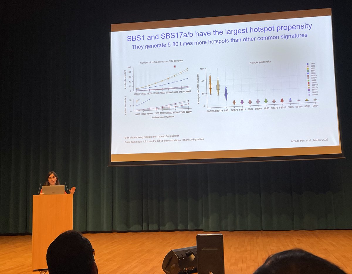Aitken Lab (@aitken_lab) on Twitter photo Really interesting talks and discussions at the Genome Stability Network meeting on Friday!
Here is <a href="/clarnedo/">Claudia Arnedo Pac</a> giving an excellent presentation about her work on how signatures 1 and 17 show create mutational hotspots in the human genome
Read more here: biorxiv.org/content/10.110… Really interesting talks and discussions at the Genome Stability Network meeting on Friday!
Here is <a href="/clarnedo/">Claudia Arnedo Pac</a> giving an excellent presentation about her work on how signatures 1 and 17 show create mutational hotspots in the human genome
Read more here: biorxiv.org/content/10.110…