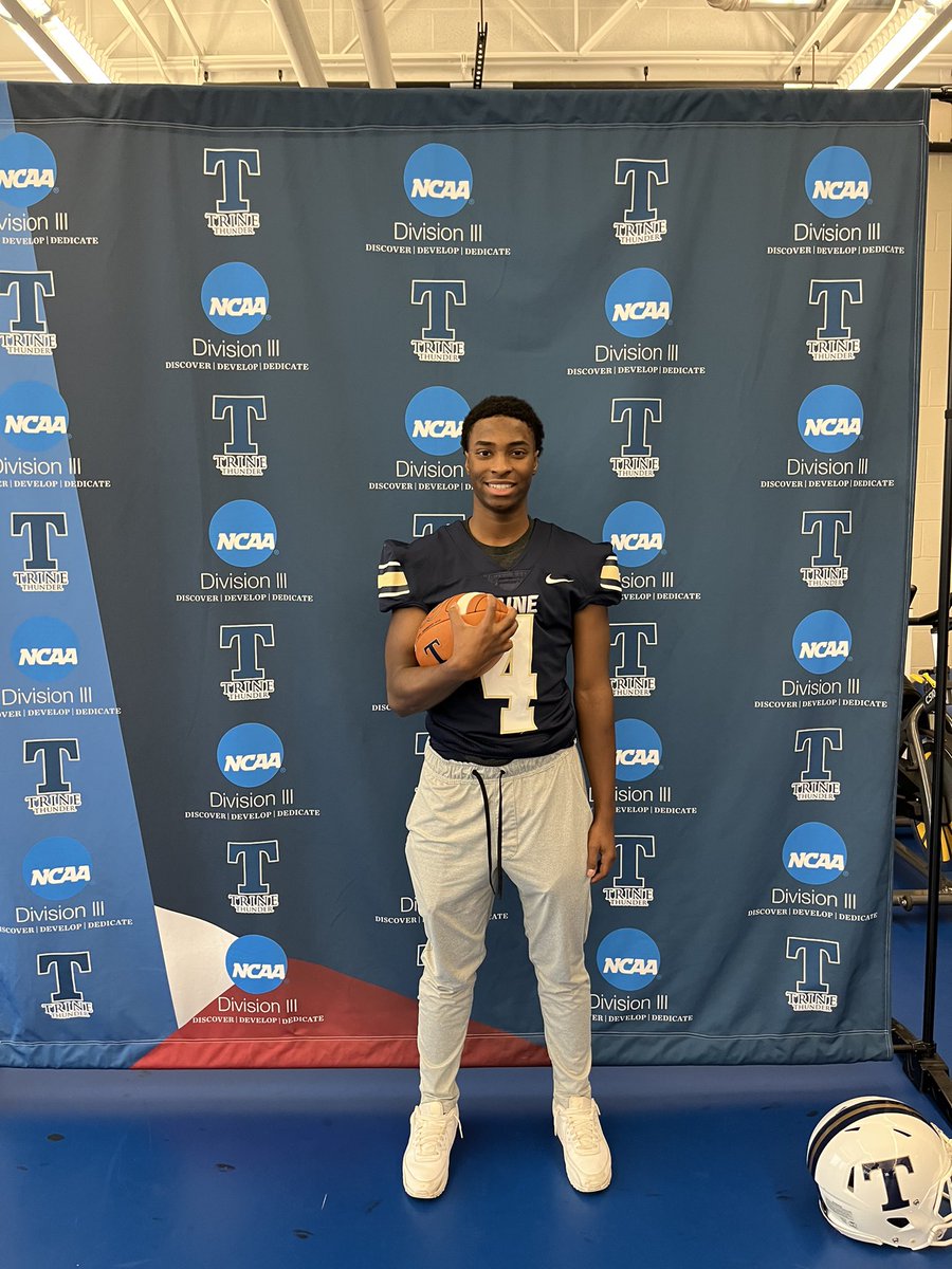I’m blessed and grateful to receive an offer to Trine University! Today’s visit was amazing. <a href="/CoachRRiley/">Robert Riley</a> <a href="/CoachAbbs/">Troy Abbs</a> <a href="/TrineThunderFB/">Trine Thunder FB</a>