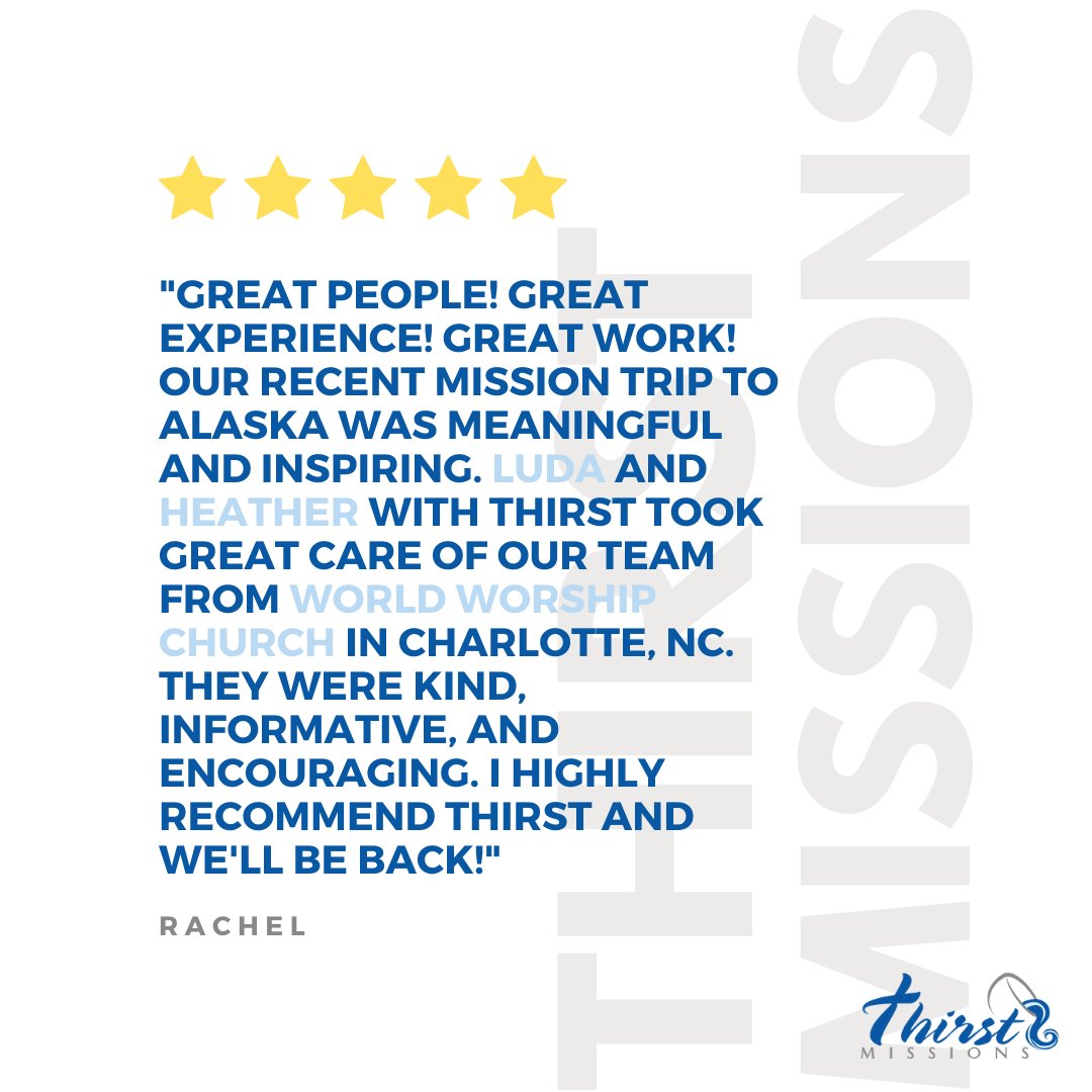 thirstmissions's tweet photo. ⭐⭐⭐⭐⭐
.
Some reviews from last summer in Alaska
.
Read more reviews on our website
https://t.co/sIqGFk2jAa https://t.co/RtFBWJjiJw