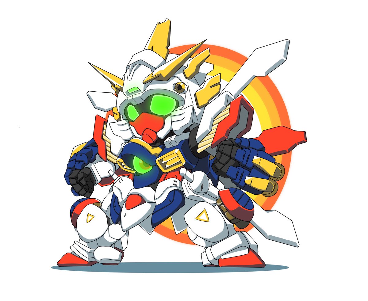chibi clenched hands glowing green eyes mecha no humans robot  illustration images