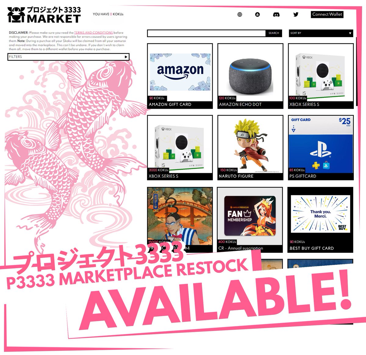 Purojekuto3333's tweet photo. It's Happening!!!🤯The #P3333Marketplace has been RESTOCKED with your favorite items!!!🎁
🔥Spend your hard-earned $Koku TODAY!!!🔥 REDEEM IRL ITEMS!!! including Xbox Series S, Giftcards, Anime Figures and MORE!🚀
📢Share the good news! Check it out!👇👇👇
https://t.co/hwLYz0ZkUv https://t.co/d9FzEMI62U