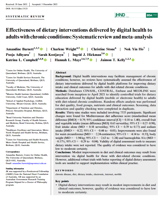 I am pleased to share that the review I worked on with my colleague and friend Amandine (who isn't on Twitter) is now published! 👏 A fantastic effort by the team <a href="/PwrdByNutrition/">Pooja Adhyaru | Fertility & Pregnancy Dietitian</a> <a href="/ingrid_hickman/">A/Prof Ingrid Hickman</a> <a href="/katrinalouAPD/">Katrina Campbell</a> <a href="/hannahlmayr/">Dr Hannah Mayr APD PhD</a> <a href="/jaimonkelly/">Jaimon Kelly</a> (open access)
onlinelibrary.wiley.com/doi/10.1111/jh…