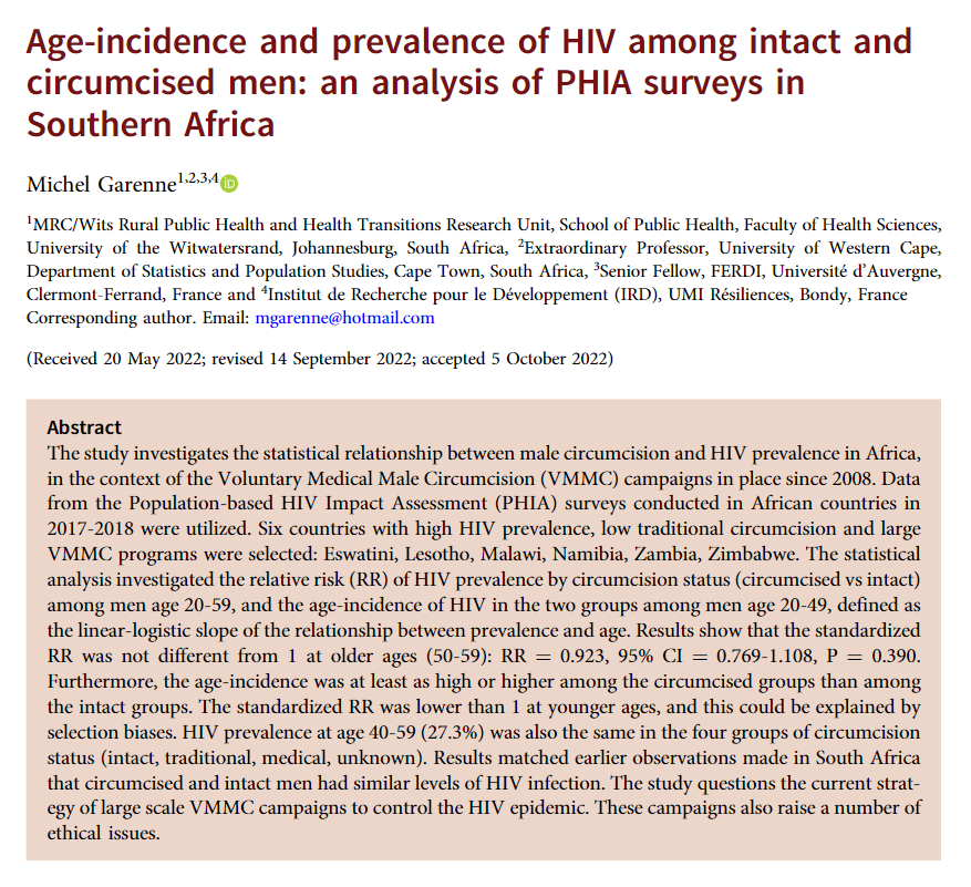 New study suggests that circumcision doesn't protect males against HIV infection, contrary to widespread belief. cambridge.org/core/journals/…