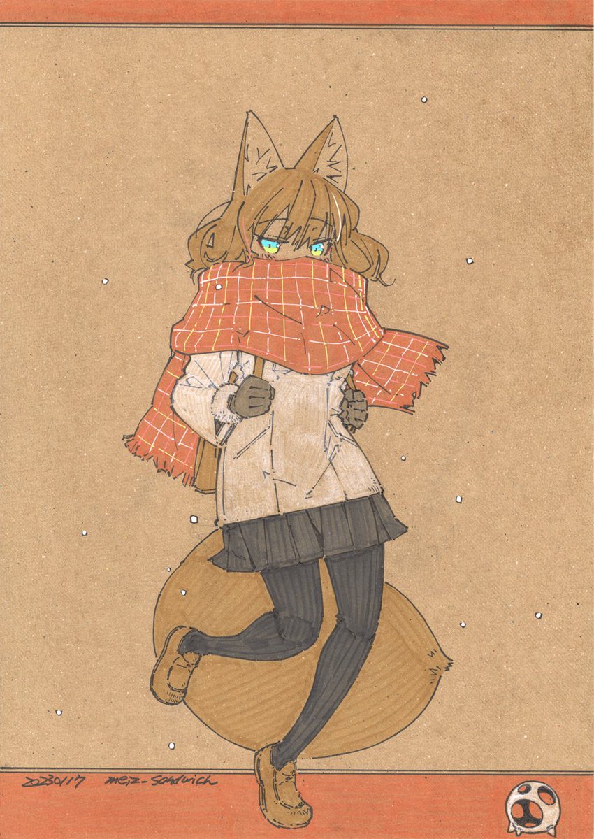 1girl animal ears backpack bag black gloves blue eyes blush  illustration images