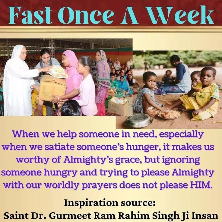 officialmsgfans's tweet photo. Millions of people still not get a single time meal &amp; sleep hungry. To end starvation, the volunteers of Dera Sacha Sauda under the guidance of Saint Gurmeet Ram Rahim Ji, observe fasting weekly &amp; donate that food to the #FoodBank, from where it is donated to needy ones. https://t.co/1doGHKw0AY