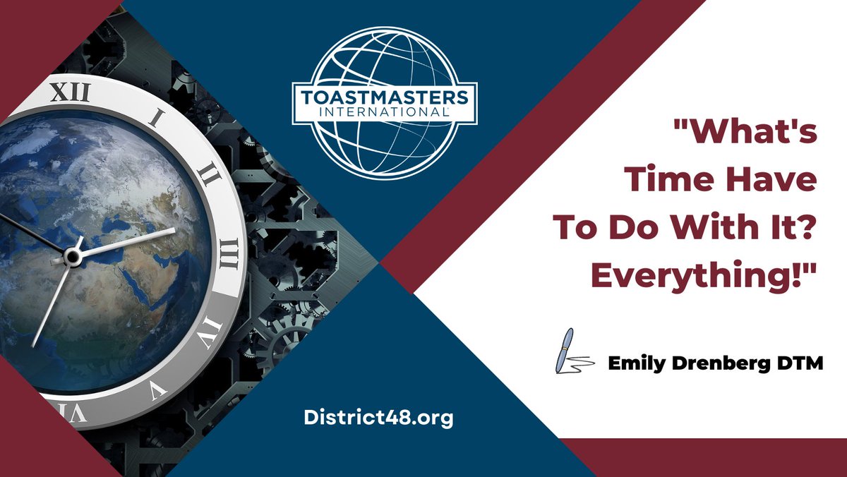 Find out how Past District Director @EmilyDrenberg  DTM honed and improved her timing skills in the professional environment through her experiences at Toastmasters.

Read our blog: district48.org/whats-time-hav….